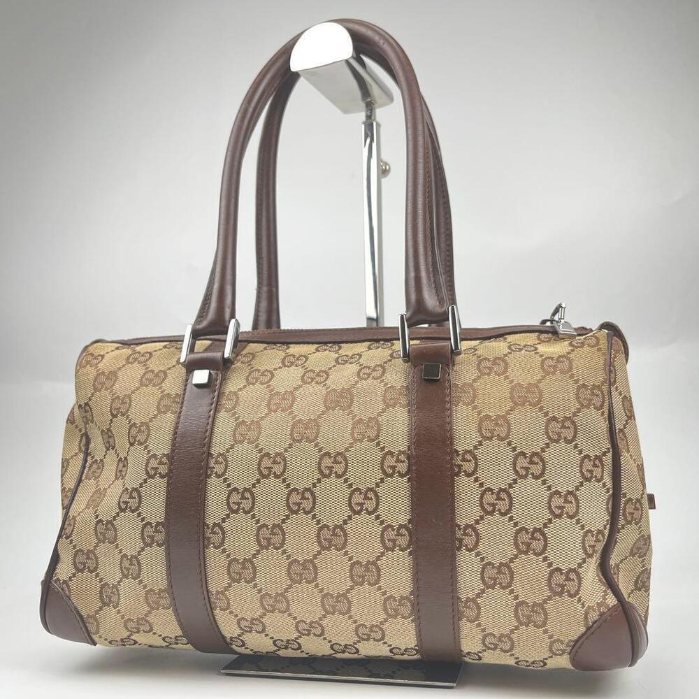 GUCCI GG Canvas Boston Bag Brown Handbag Tote
